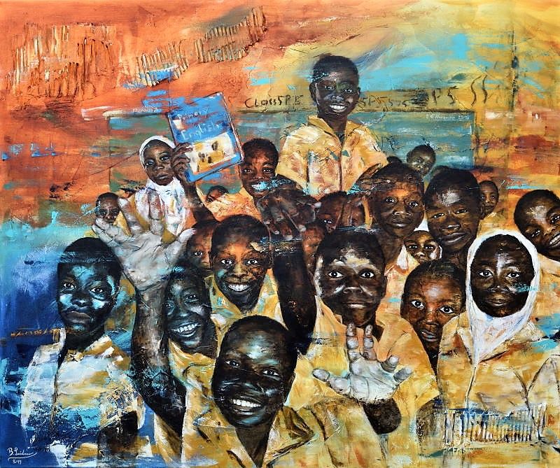 Schoolkids (Acrylmischtechnik auf Leinwand) ist ein Bild von Bianca Leidner zur aktuellen online-Ausstellung der Künstlergruppe Kunst & Bündig.