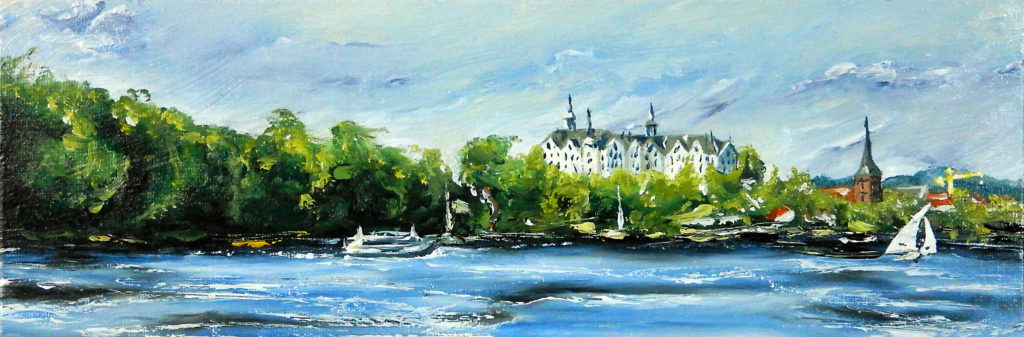 Plöner Schloss (Öl auf Leinwand) ist ein Bild von Klaus Müller zur aktuellen online-Ausstellung der Künstlergruppe Kunst & Bündig.